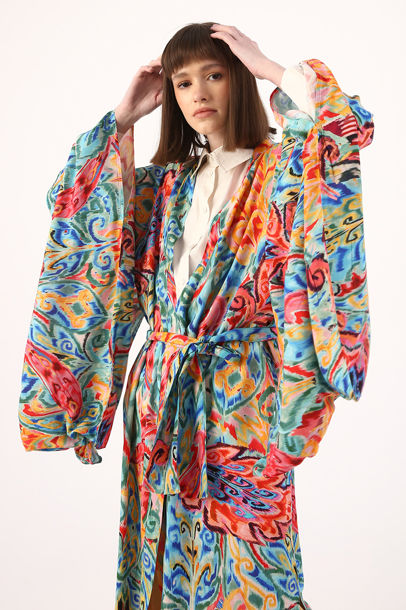 Bol Kollu Uzun Kimono