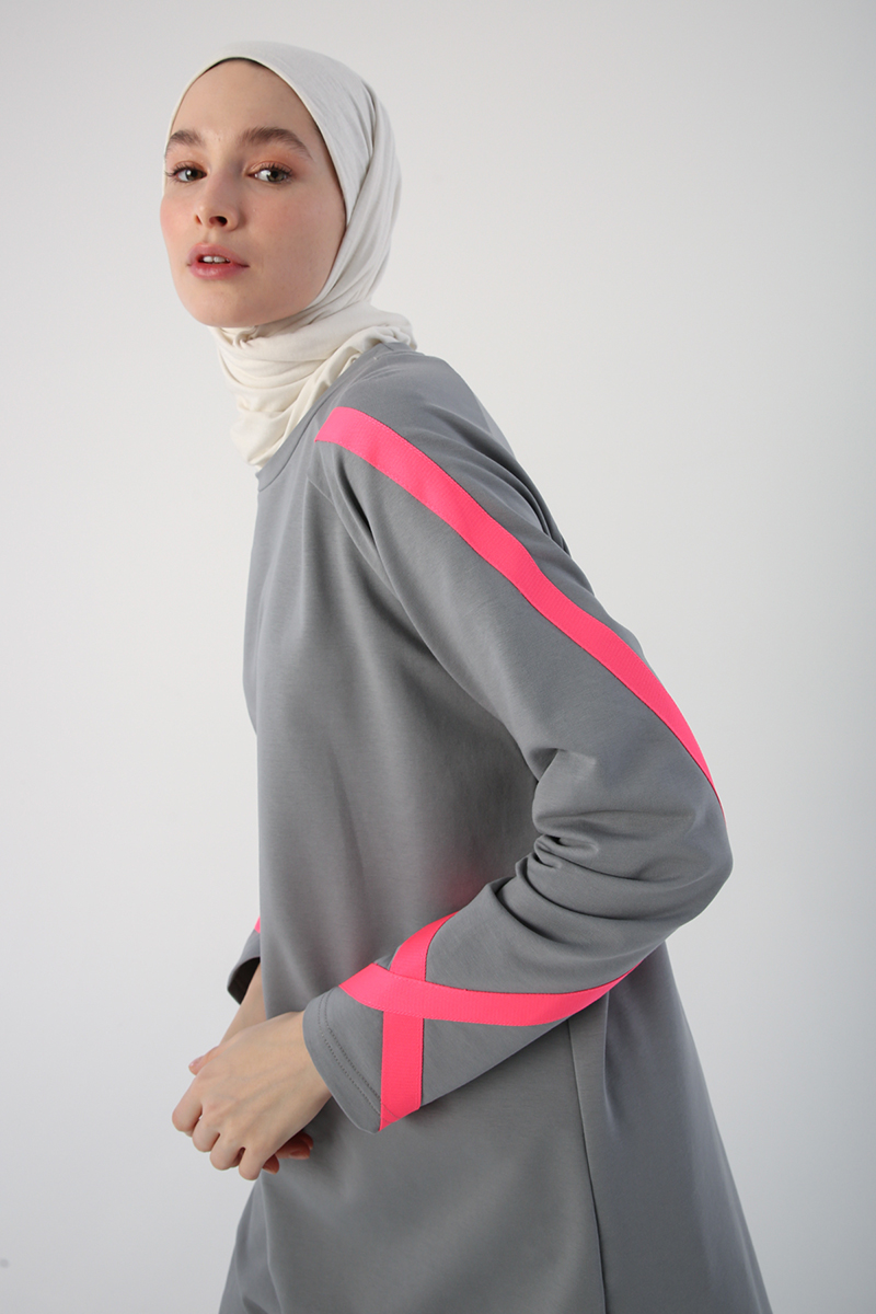 Neon Şerit Detaylı Sweat Tunik